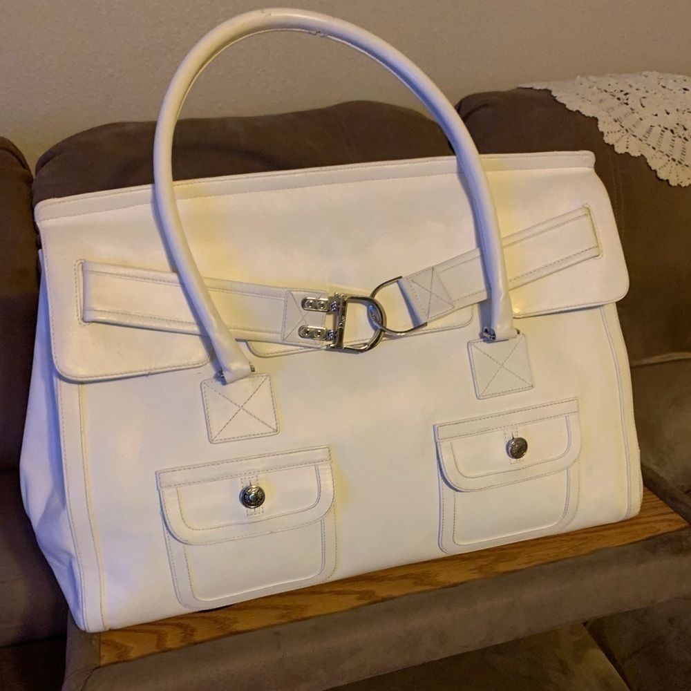 Christian Dior Paris White Leather Satchel